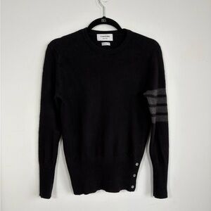 Thom Browne Black Cashmere Wool 4-bar Striped Sweater | Made in Scotland